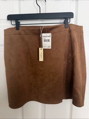 Max Studio Brown Suede-Look Mini Skirt